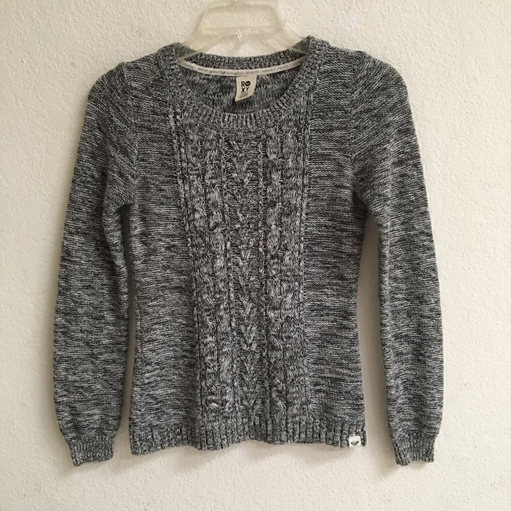 Roxy heathered gray cable crewneck sweater XS*‎
